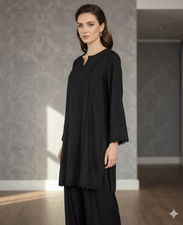 Classic Black 2 Piece Suit in Marina Fabric