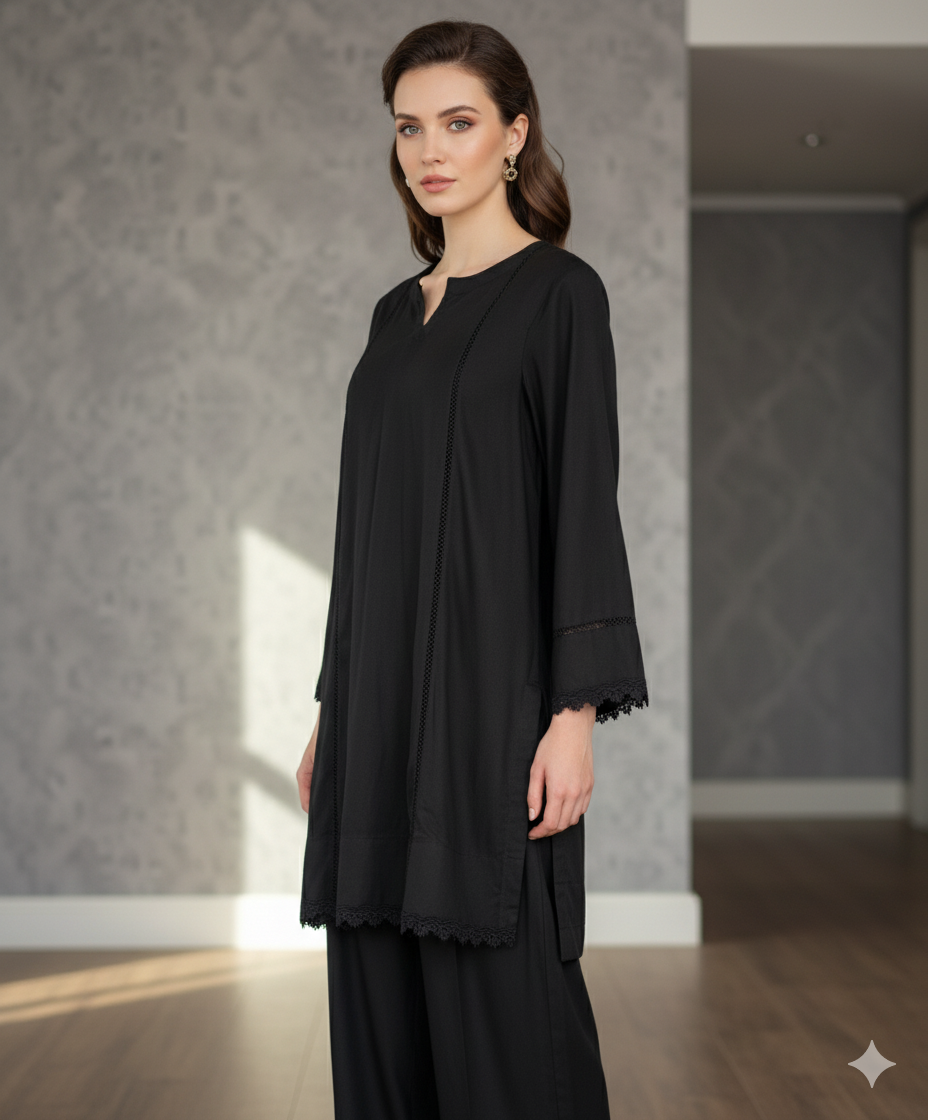 Classic Black 2 Piece Suit in Marina Fabric